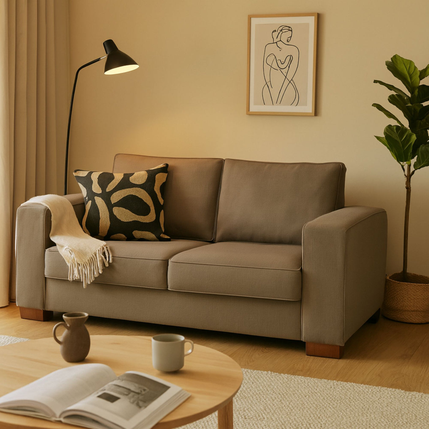 Canapé convertible ALINEA California 3 places en tissu Artemis Beige