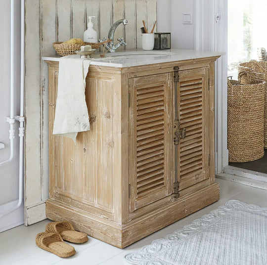 Meuble vasque LOBERON Cuthbert marron vieilli blanc