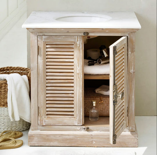 Meuble vasque LOBERON Cuthbert marron vieilli blanc