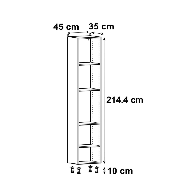 Ensemble de colonnes de cuisine DELINIA ID avec étagères et paniers en bois blanc