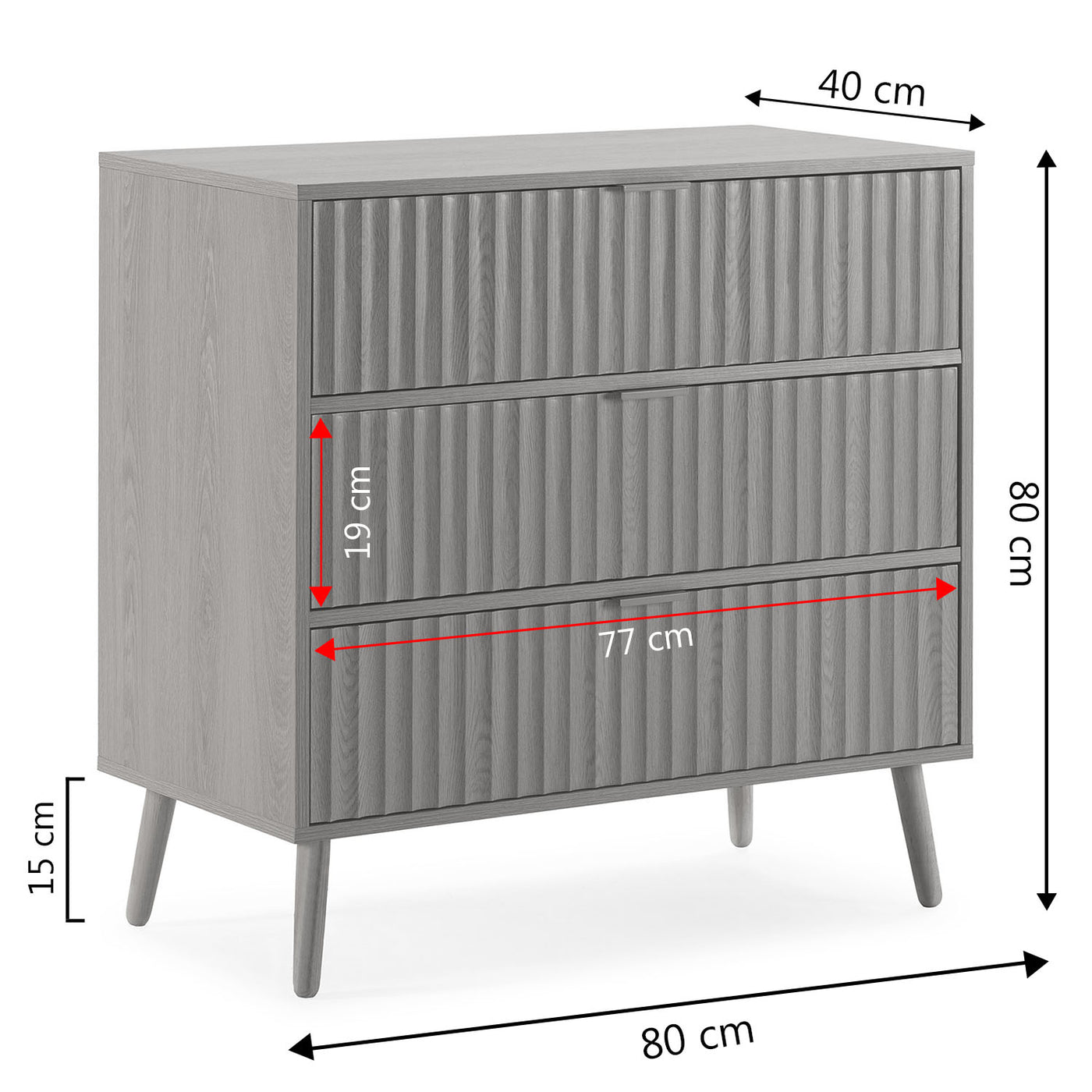 Commode 3 tiroirs couleur chêne