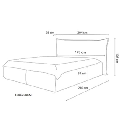 Lit coffre BOBOCHIC Jade 160x200cm avec tête de lit effet oreiller gros côtelé doux beige