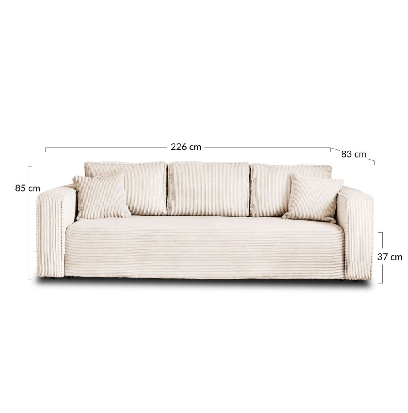 Canapé convertible BEST MOBILIER Topaze 3 places avec coffre en velours côtelé beige