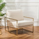 Fauteuil de salon en métal et bouclettes blanc