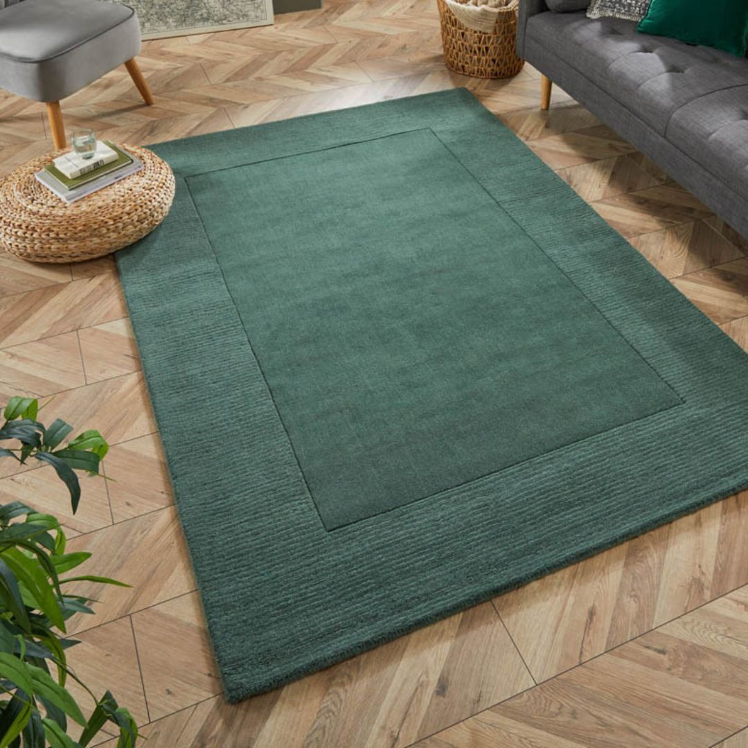 Tapis en laine Siena Vert foncé 160x230cm "Imparfait"