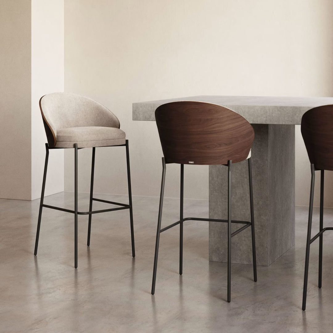 Lot de 2 tabourets KAVE HOME Eamy chenille marron clair 65cm