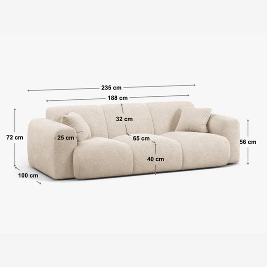 Canapé MICADONI Molino 3 places en tissu chenille gris foncé