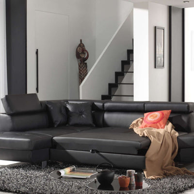 Canapé d'angle gauche convertible BEST MOBILIER Lisbona 5 places Noir