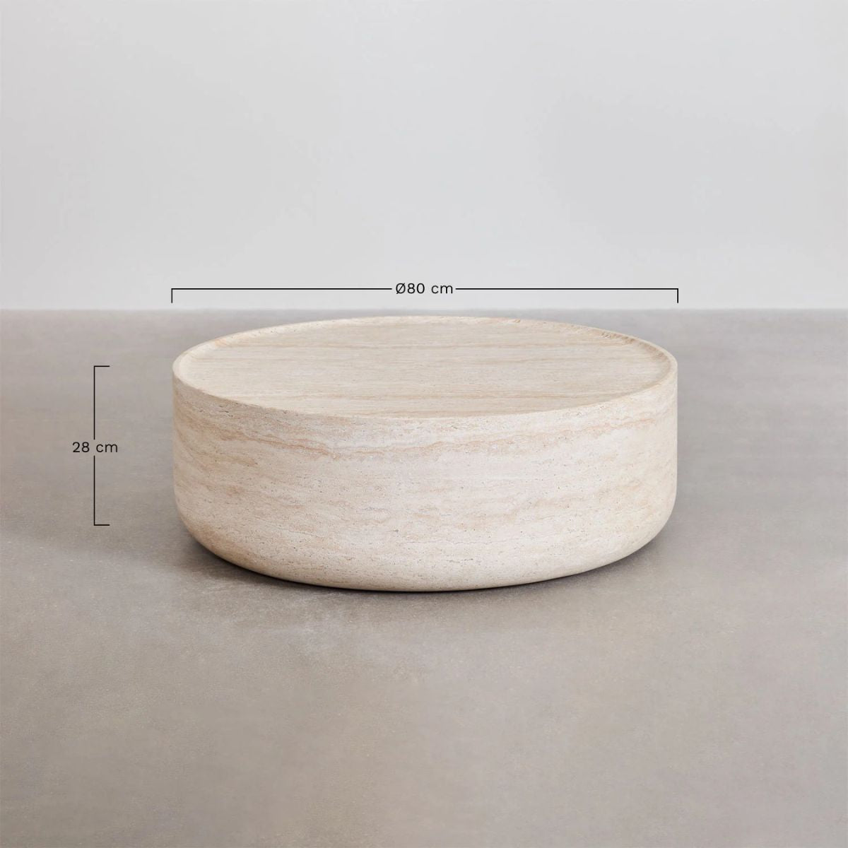Table basse ronde SKLUM Ø80 cm en aspect ciment travertin Darwys