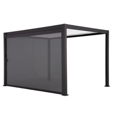 Pergola bioclimatique autoportante Prima Leroy Merlin, aluminium gris anthracite 12m² avec Store déroulant gris anthracite 3.7X2.36