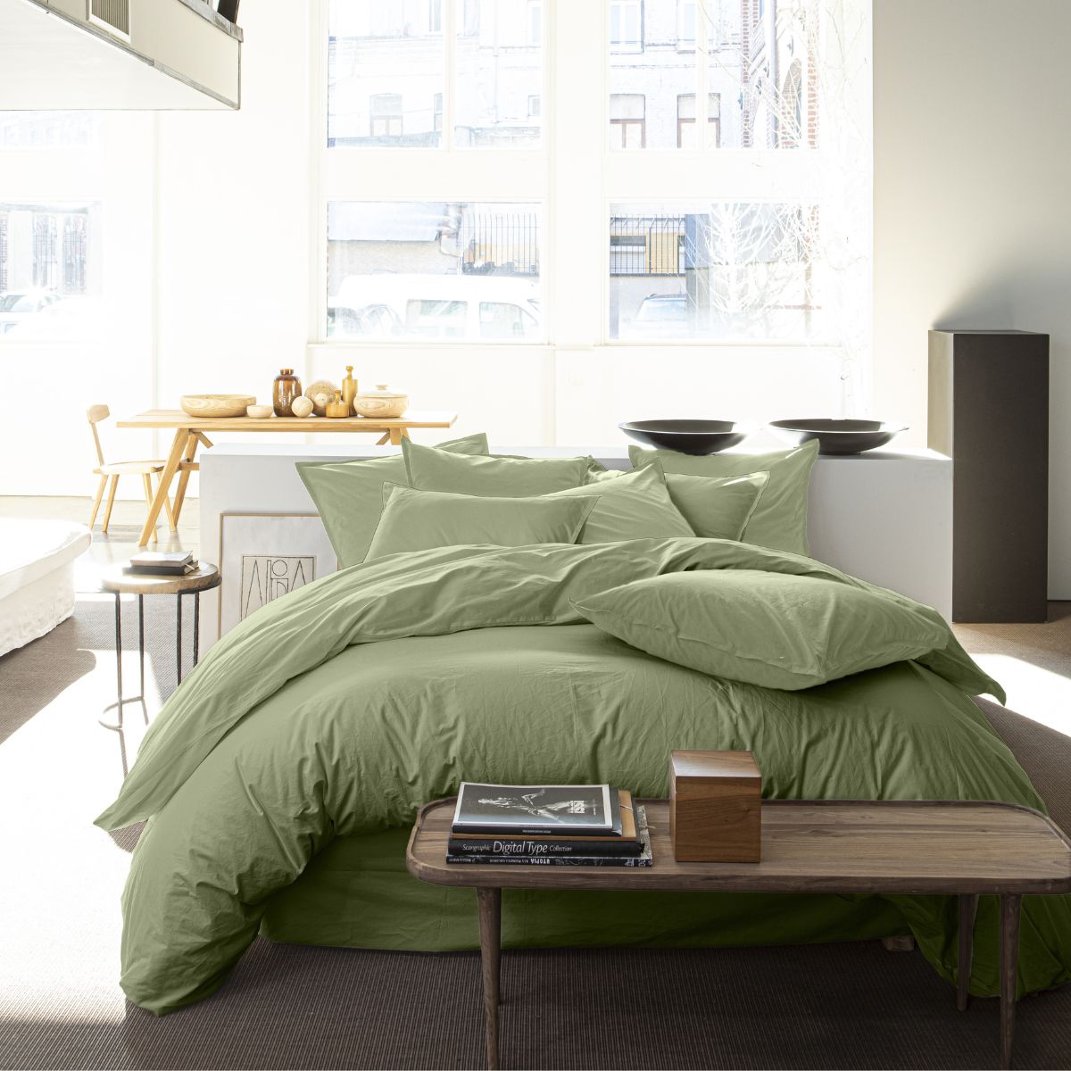 Parure de lit Bâton Rouge en percale de coton 80 fils