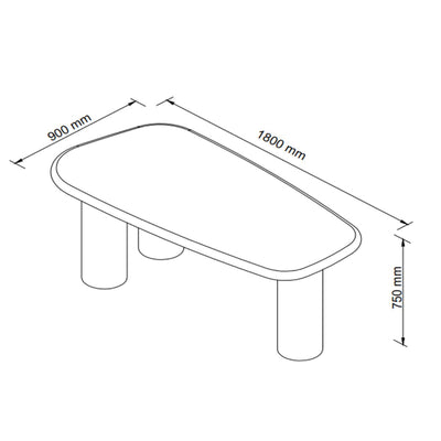 Table à manger 6 personnes organique en fibre de ciment Drawer