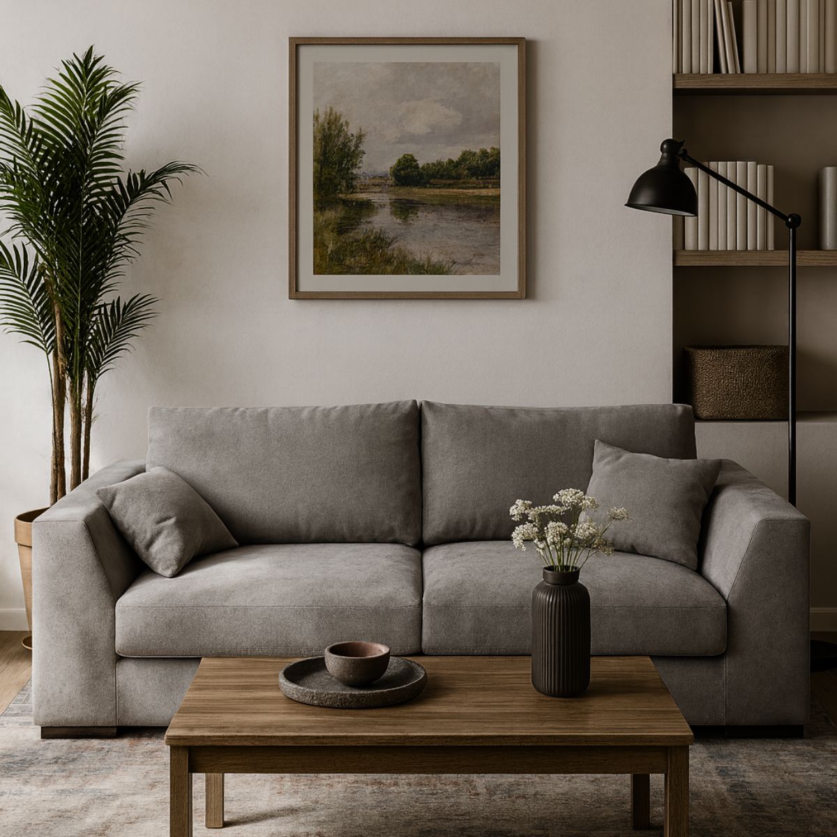 Canapé CITY Monaco 2 places fixe tissu gris