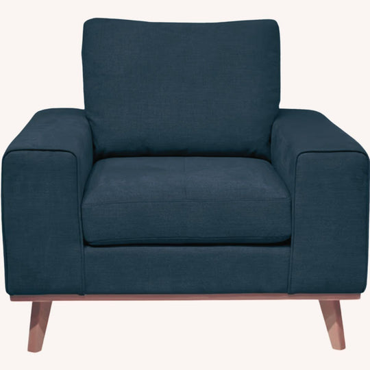 ALINEA- Fauteuil Picabia en tissu bleu calabrun