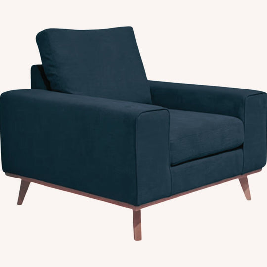 ALINEA- Fauteuil Picabia en tissu bleu calabrun