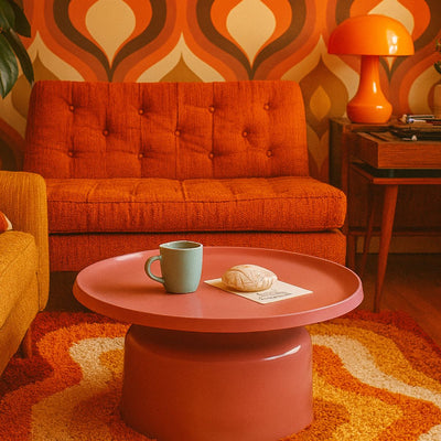 Table basse design ronde en métal Rose Drawer- Léger défaut