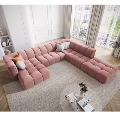 Canapé panoramique 7 places SERENA Micadoni velours rose