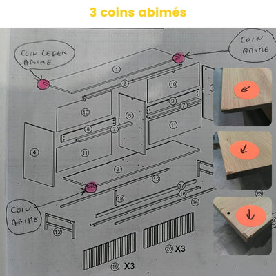 Commode 6 tiroirs Drawer en bois L157.9cm : Couleur - Bois clair- Léger défaut