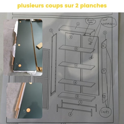 Vaisselier DRAWER 2 portes en verre strié et Metal BJORN 190cm