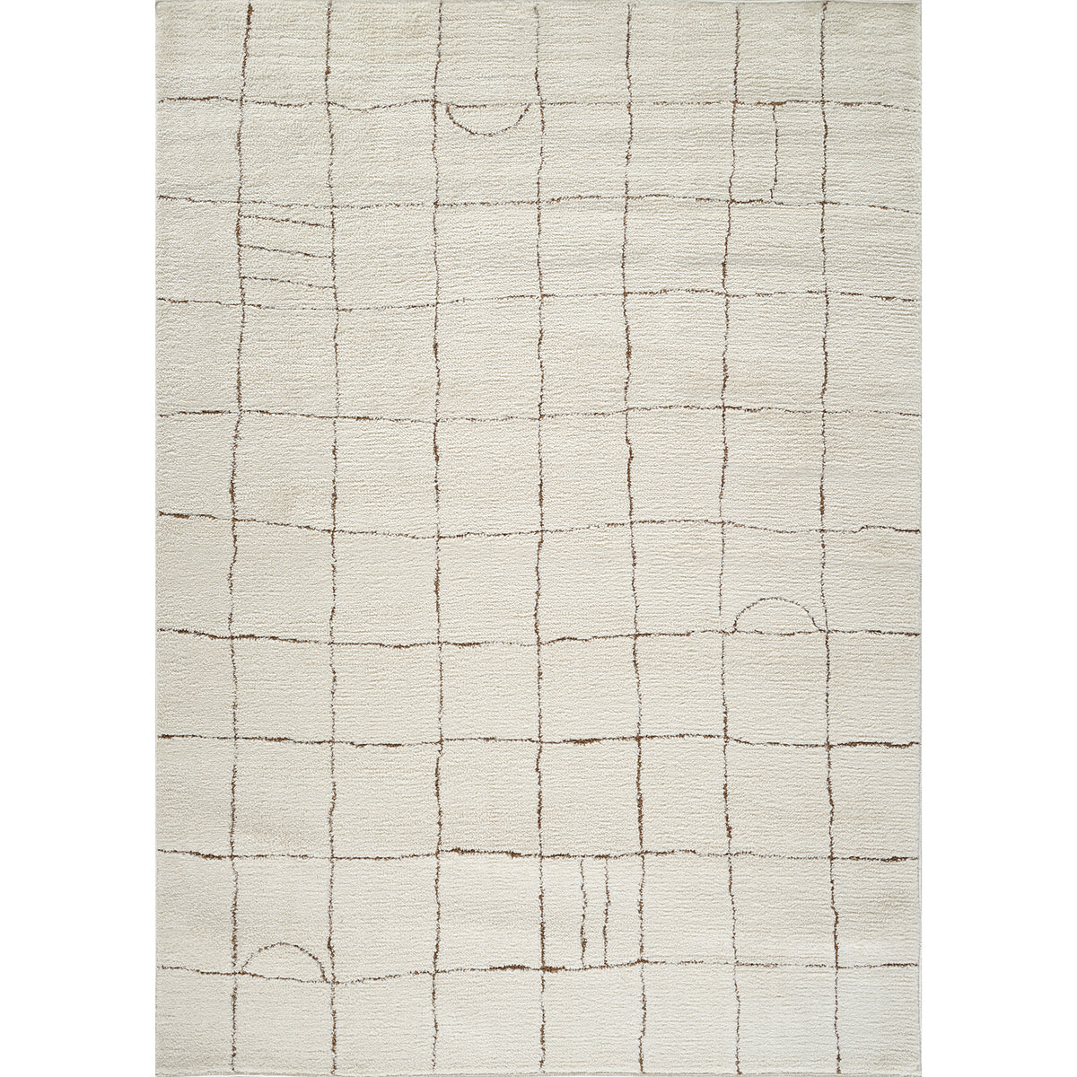 Tapis SURYA Inchon scandinave, motif quadrillage terracotta sur fond crème, vue 2