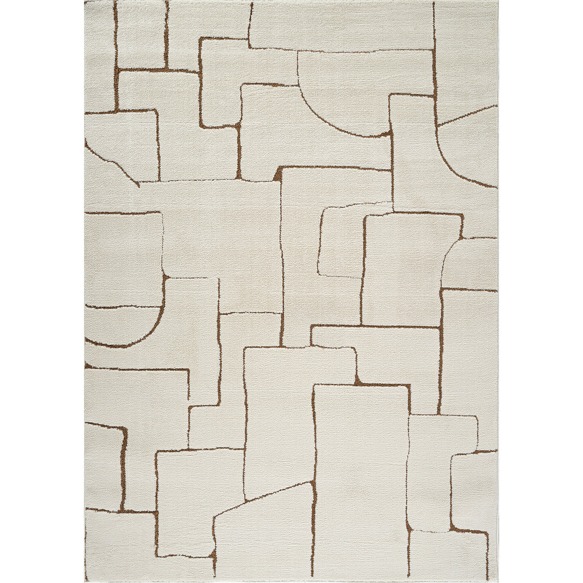 Tapis Scandinave Moderne Ivoire/Marron Sfax