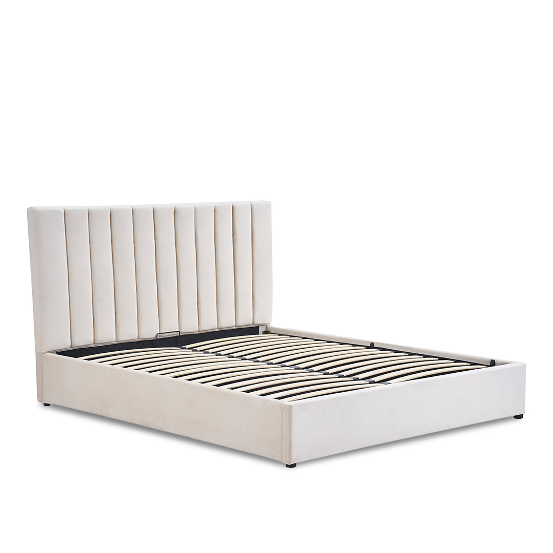 Lit coffre Giulia en velours beige