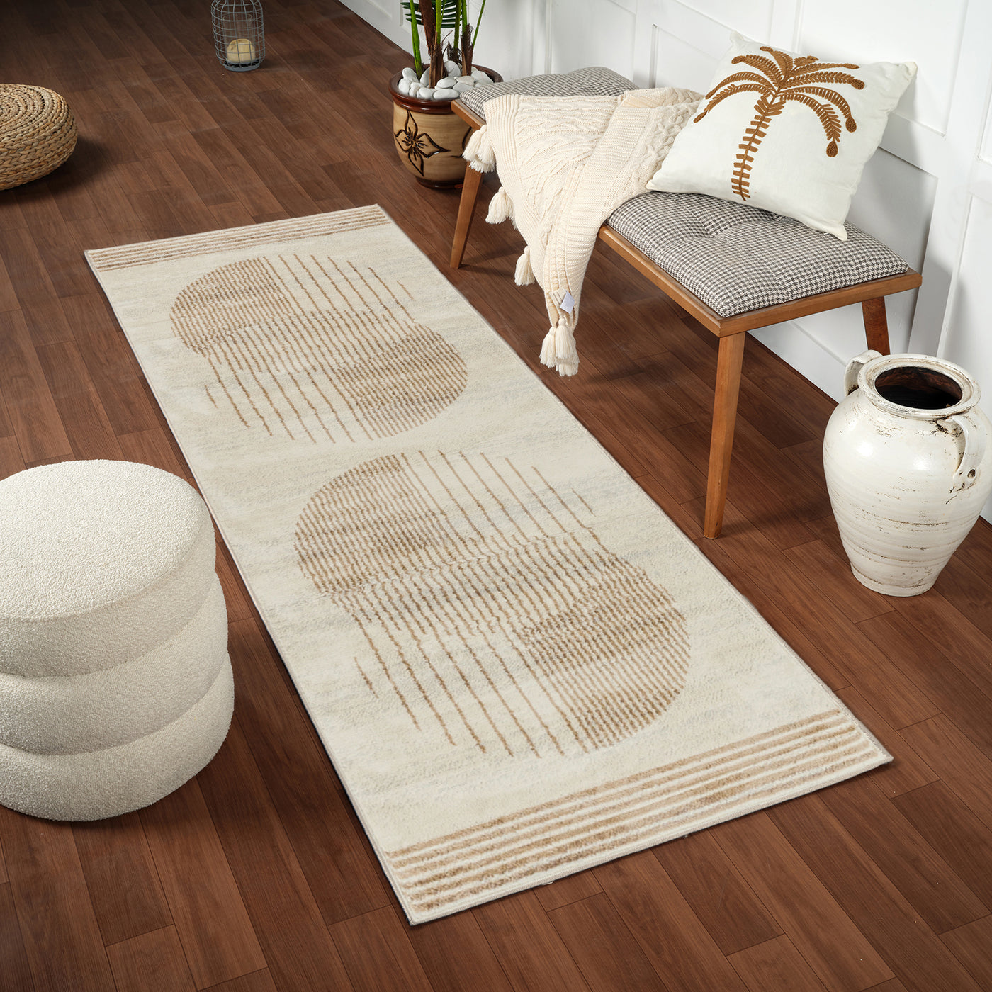 Tapis de Couloir Scandinave Moderne Beige/Brun Montevideo