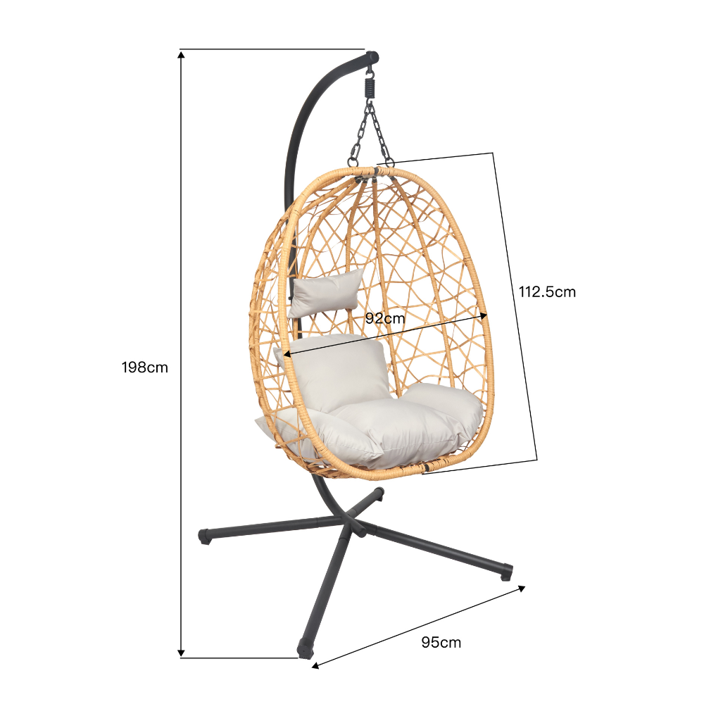 dimensions totales fauteuil suspendu naturel cuzco