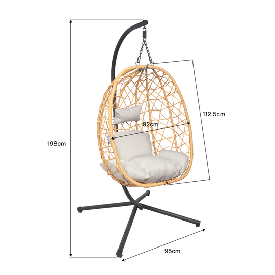 dimensions totales fauteuil suspendu naturel cuzco