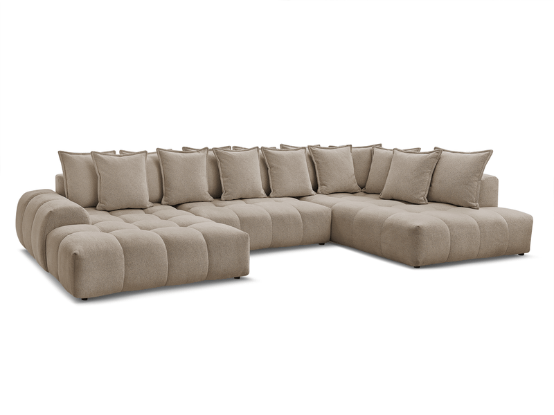 Canapé BOBOCHIC d'angle gauche panoramique convertible avec coffre EVEREST Taupe