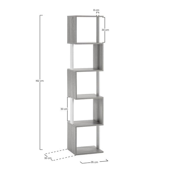 Etagère 5 compartiments bois et blanc