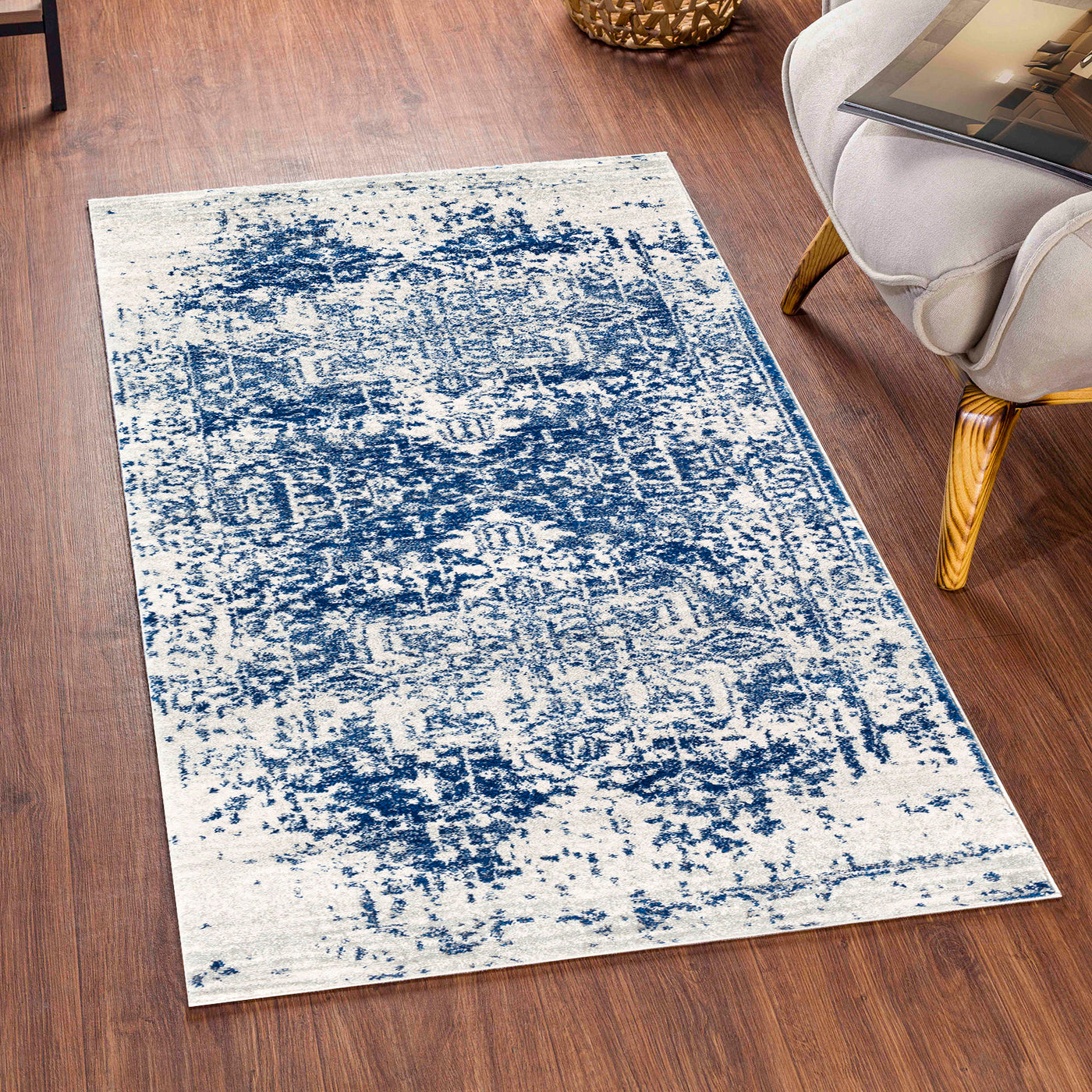 Tapis Vintage Oriental Bleu/Blanc Syracusa