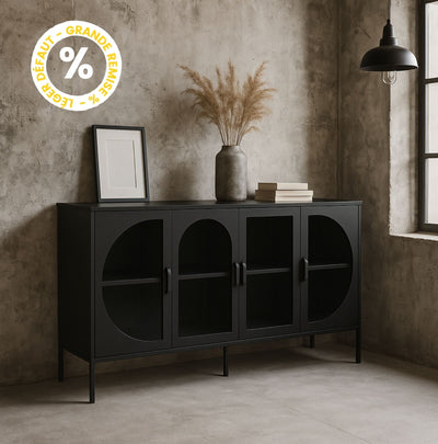 Buffet ZIO 4 portes en métal noir L160cm DRAWER