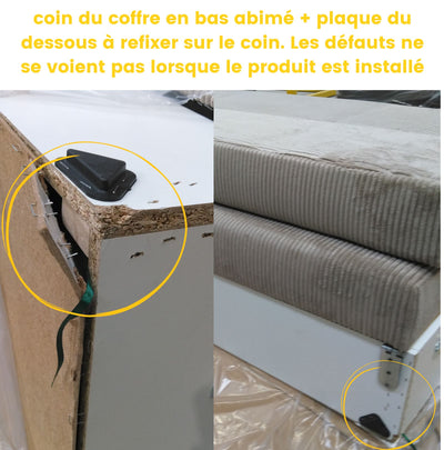 Canapé CHLOE convertible 3 places en velours côtelé taupe avec coffre Drawer