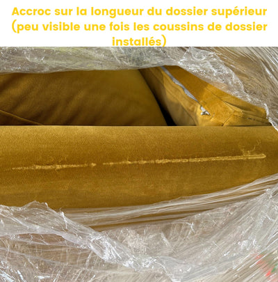 Canapé Villabon 3 places en velours jaune pieds epingle noir Drawer- Léger défaut