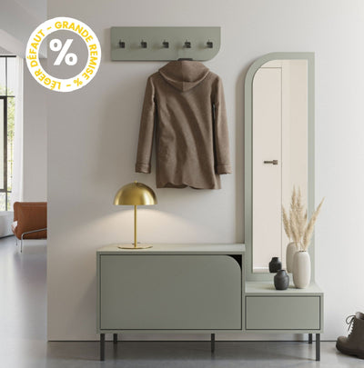 Meuble d'entrée Drawer 2 portes avec miroir et portant en bois et métal H172cm