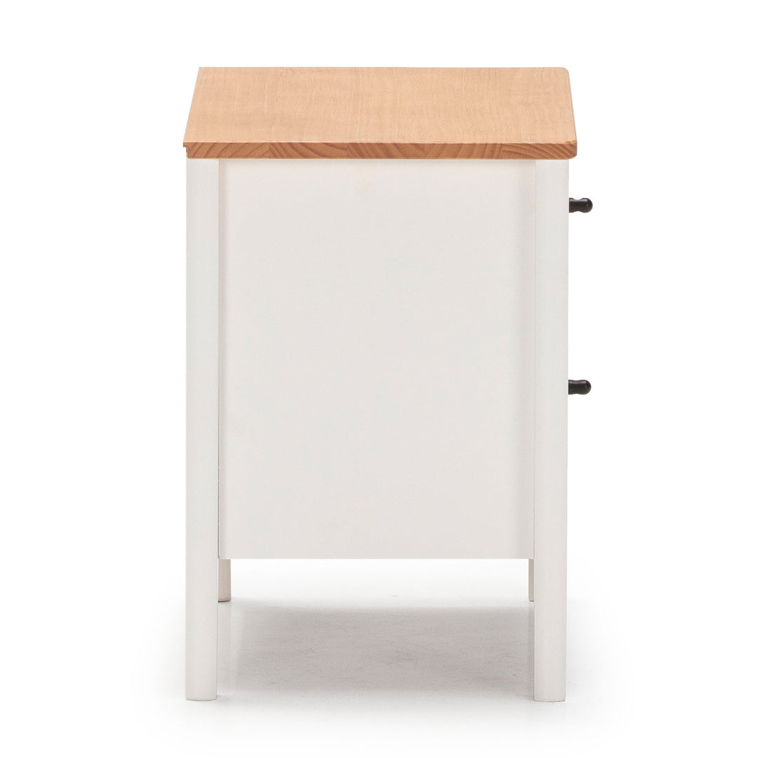 Lot de 2 tables de chevet Luca 2 tiroirs Blanc Bois Massif