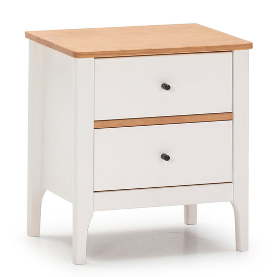 Lot de 2 tables de chevet Luca 2 tiroirs Blanc Bois Massif