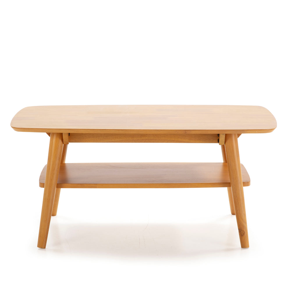 Table basse rectangulaire, bois massif couleur chêne, 100 cm longueur