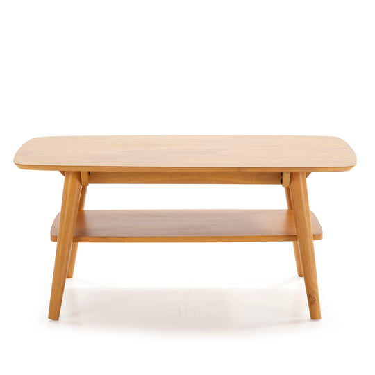 Table basse rectangulaire, bois massif couleur chêne, 100 cm longueur