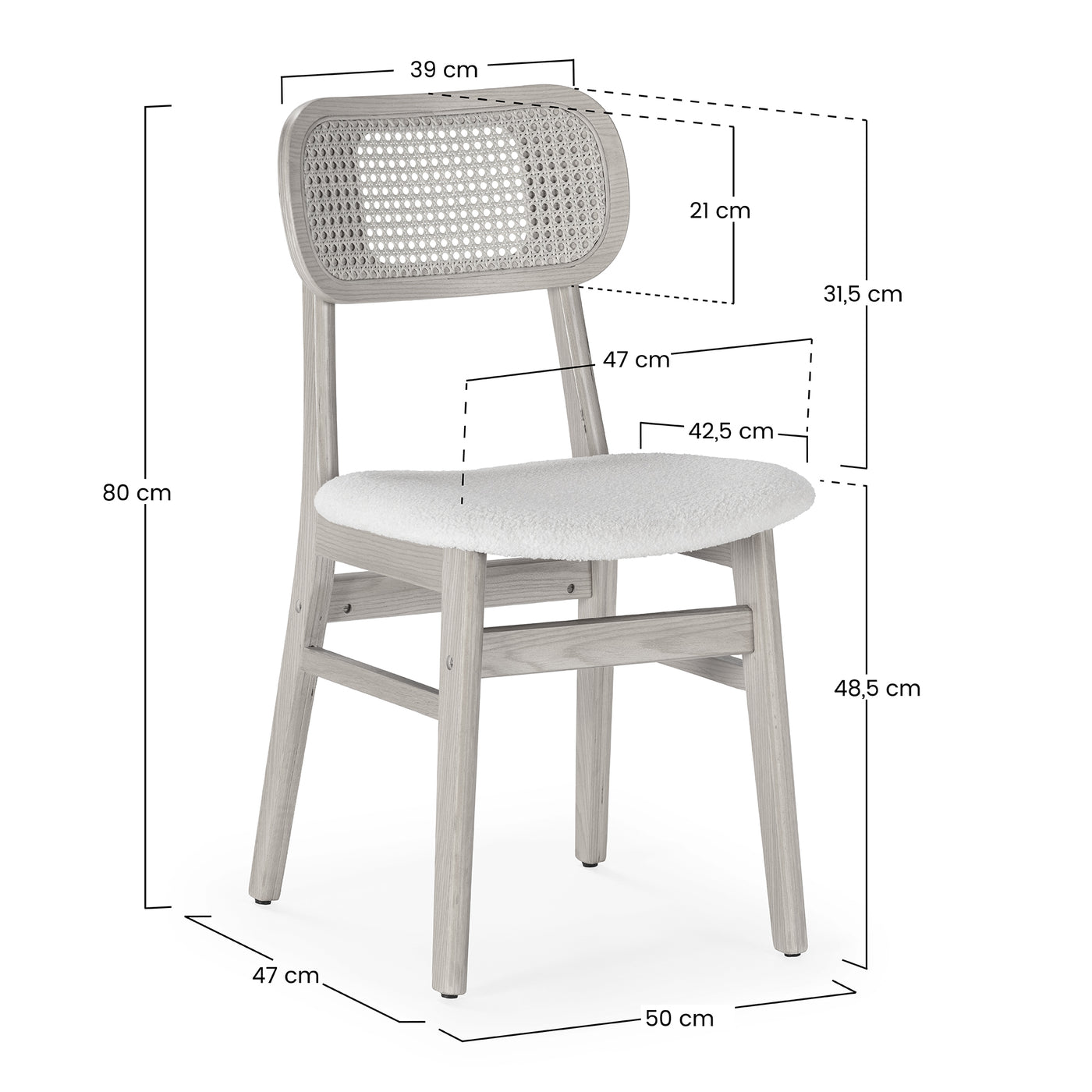Lot de 2 chaises Boira en chêne effet tissu mouton
