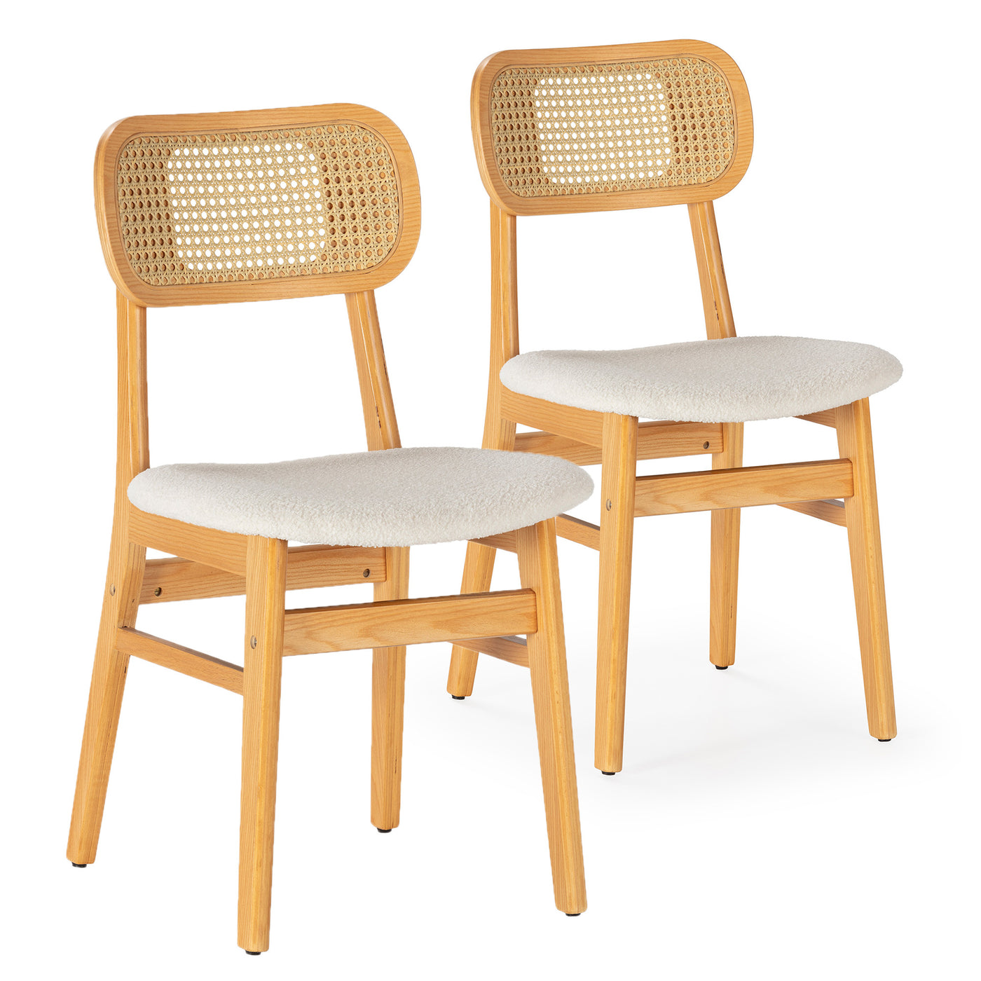 Lot de 2 chaises Boira en chêne effet tissu mouton