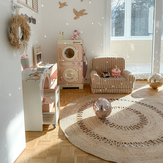 Tapis rond Nordlys en jute naturelle tissée marron 180 x 180 cm RUNE
