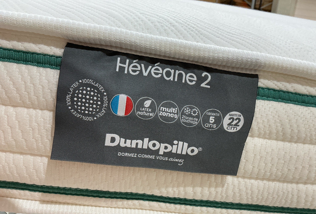 Matelas DUNLOPILLO latex naturel Hévéane 160x200cm