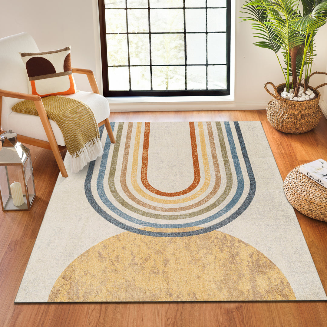 Tapis Scandinave Moderne Lavable en Machine Multicolore/Beige Ozu