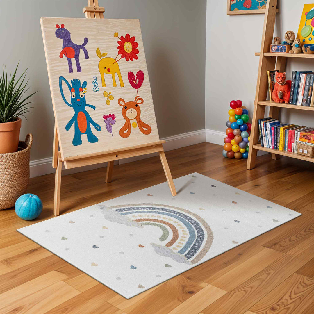 Tapis Enfant Lavable en Machine Arc-en-Ciel Multicolore/Orange Arcadia