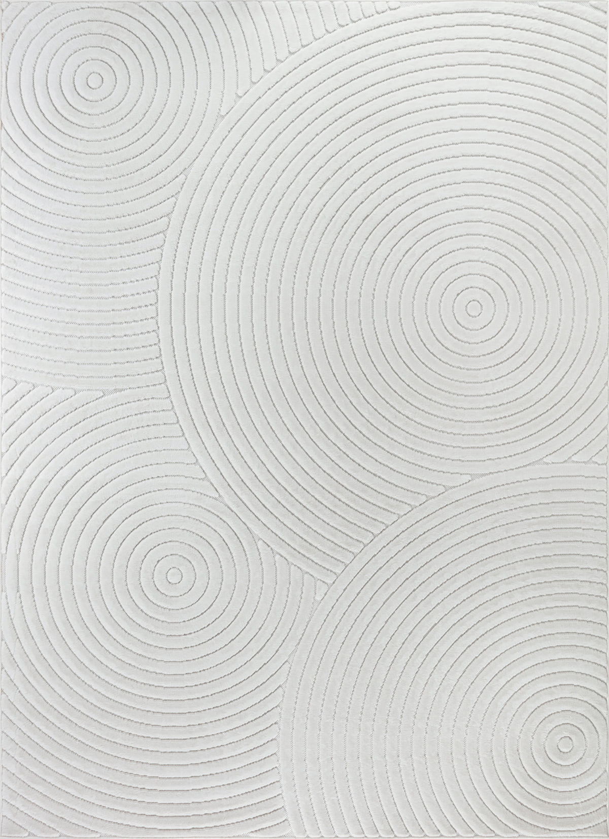 Tapis SURYA Kaysa scandinave, motif arcs concentriques en relief blanc, vue 10