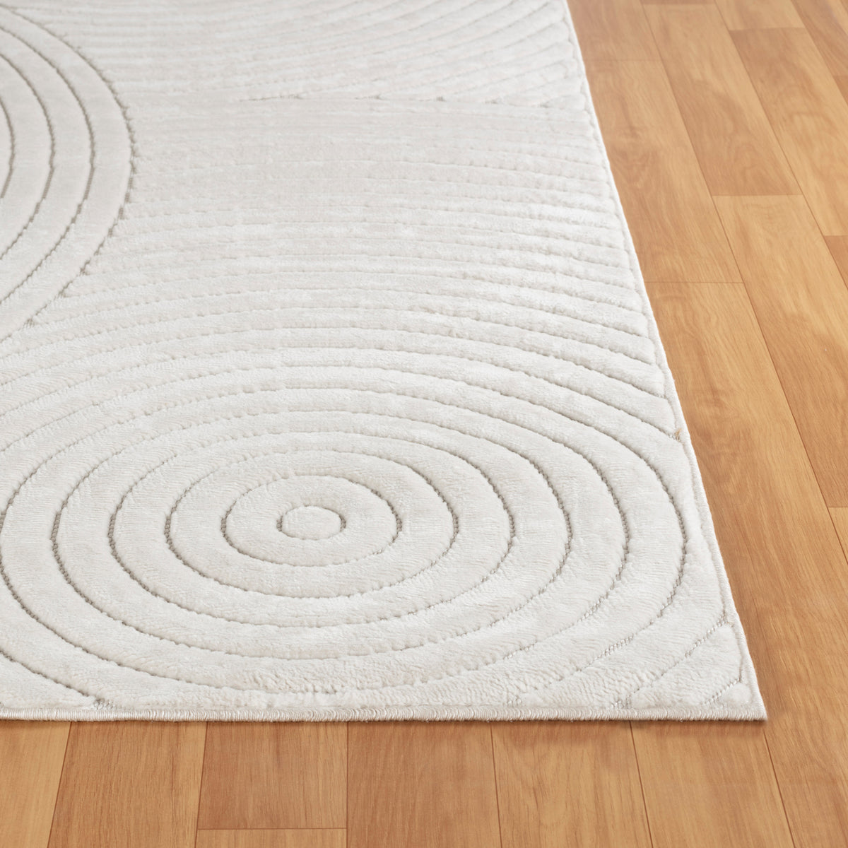 Tapis SURYA Kaysa scandinave, motif arcs concentriques en relief blanc, vue 5