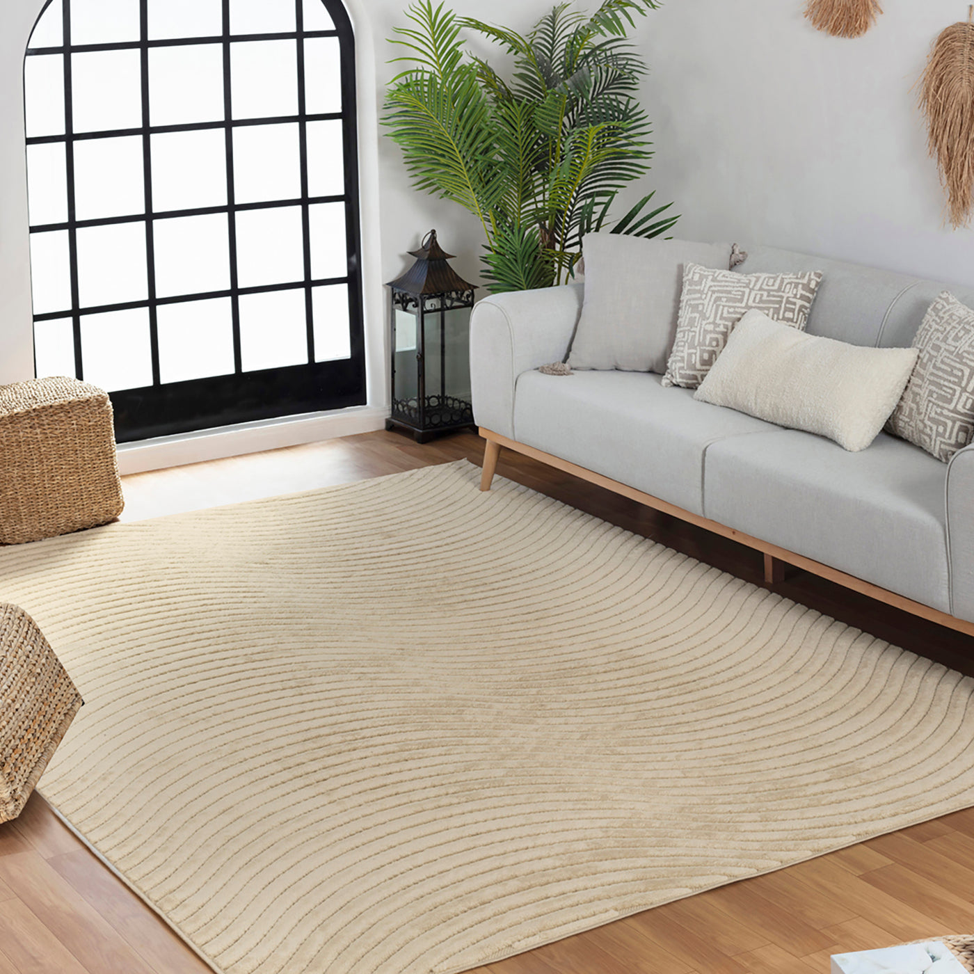 Tapis d'Intérieur/Extérieur Scandinave Moderne Beige  Kuta
