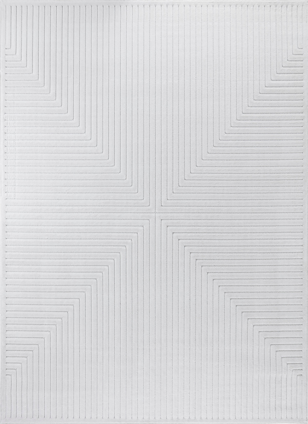Tapis SURYA Rockford moderne, relief de lignes géométriques ton sur ton blanc, vue 10